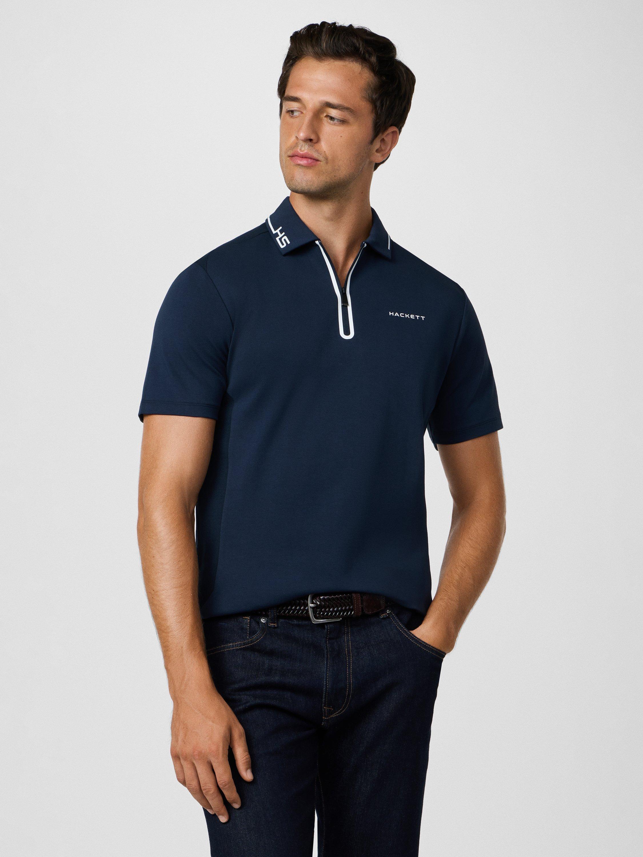 Product image 7 of 7, which shows Hackett London Cotton Long Sleeve Polo Shirt, Navy, XXL
