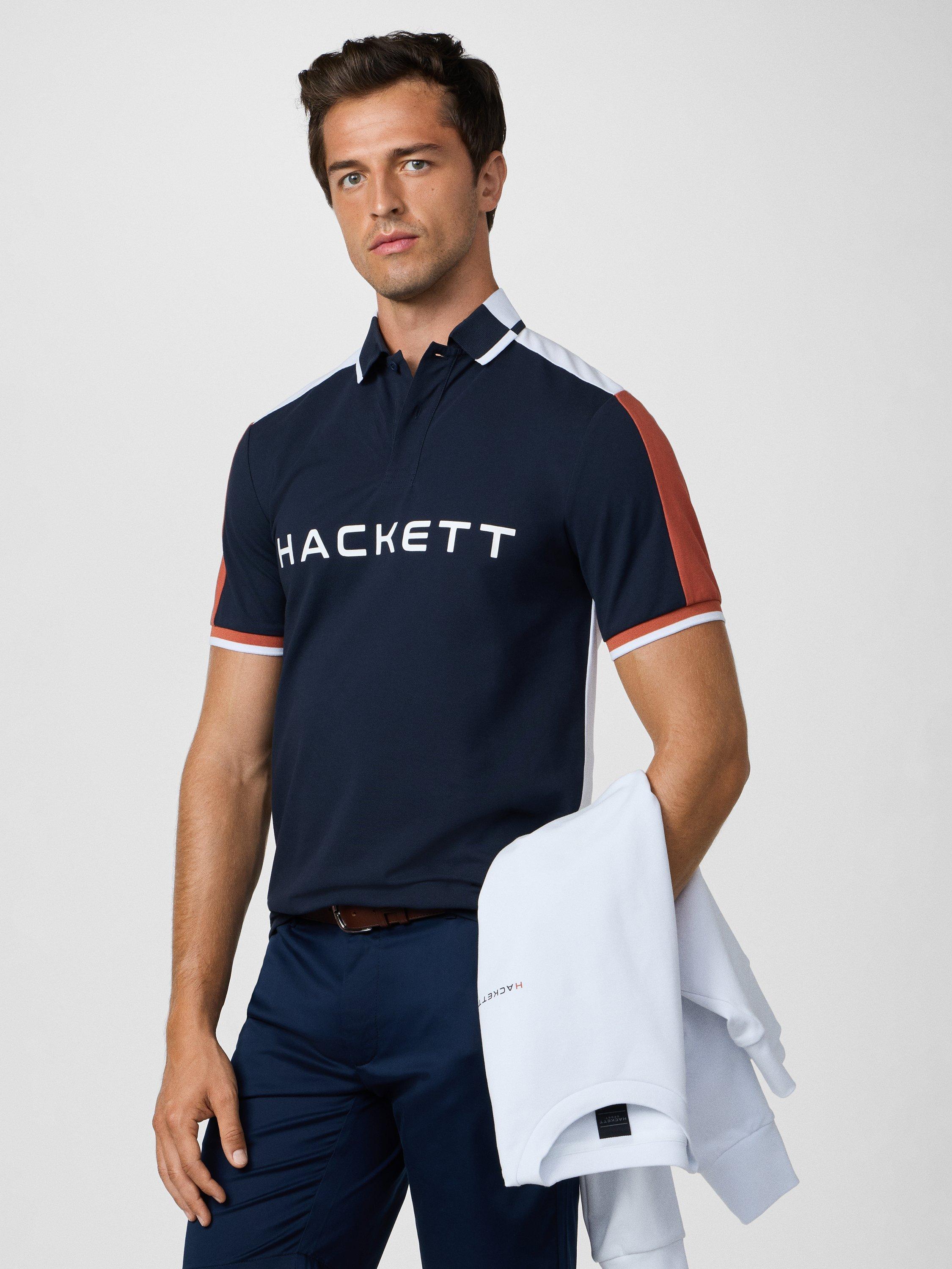 Product image 7 of 7, which shows Hackett London Cotton Blend Long Sleeve Polo Shirt, Navy, XXL