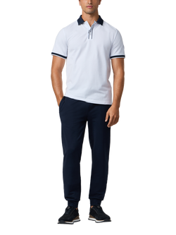 Hackett London Sport Cotton Blend Regular Fit Pique Polo Shirt, Optic White - view 2, Optic White