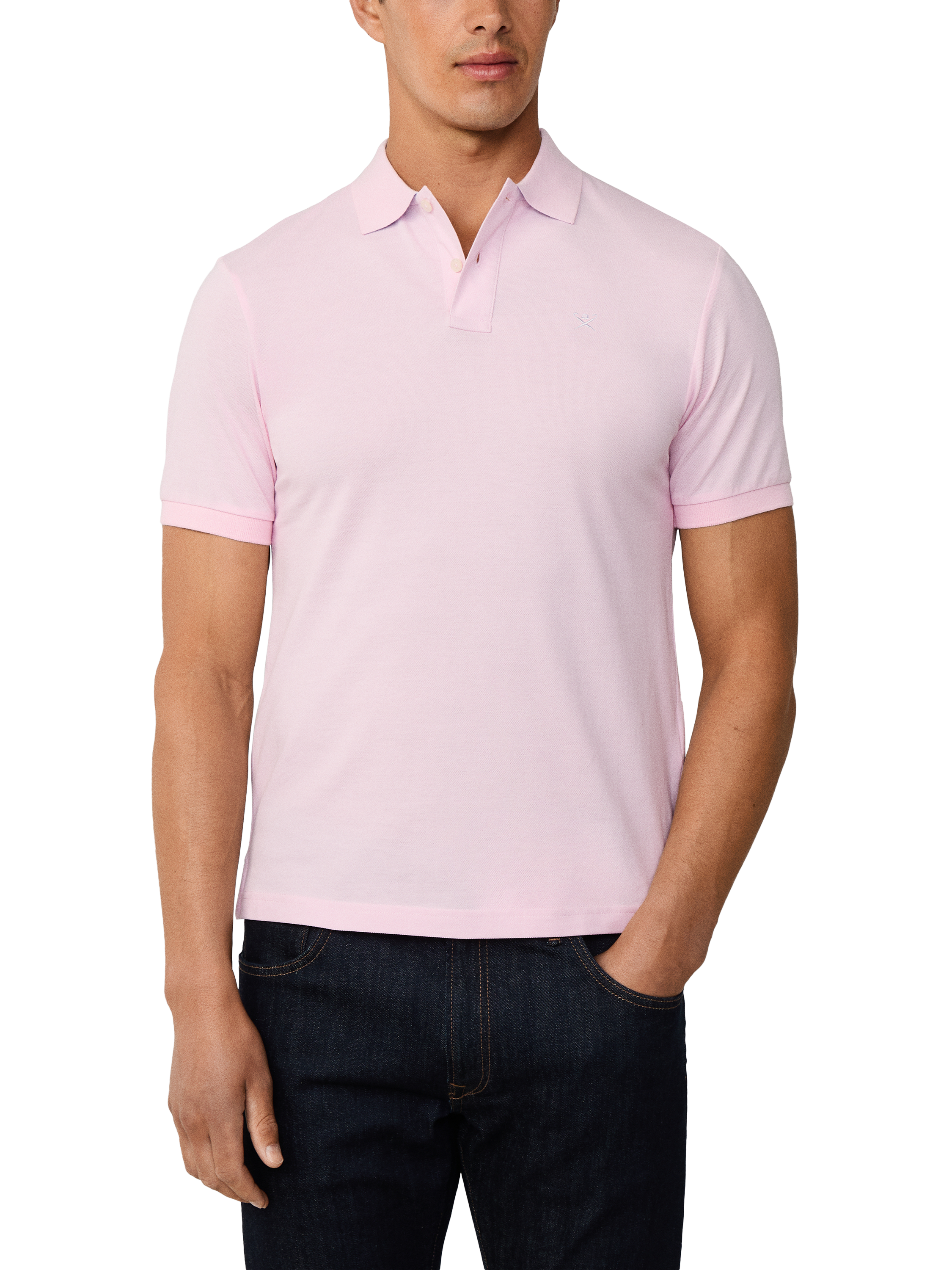 Hackett London Cotton Slim Fit Long Sleeve Polo Shirt, Pink