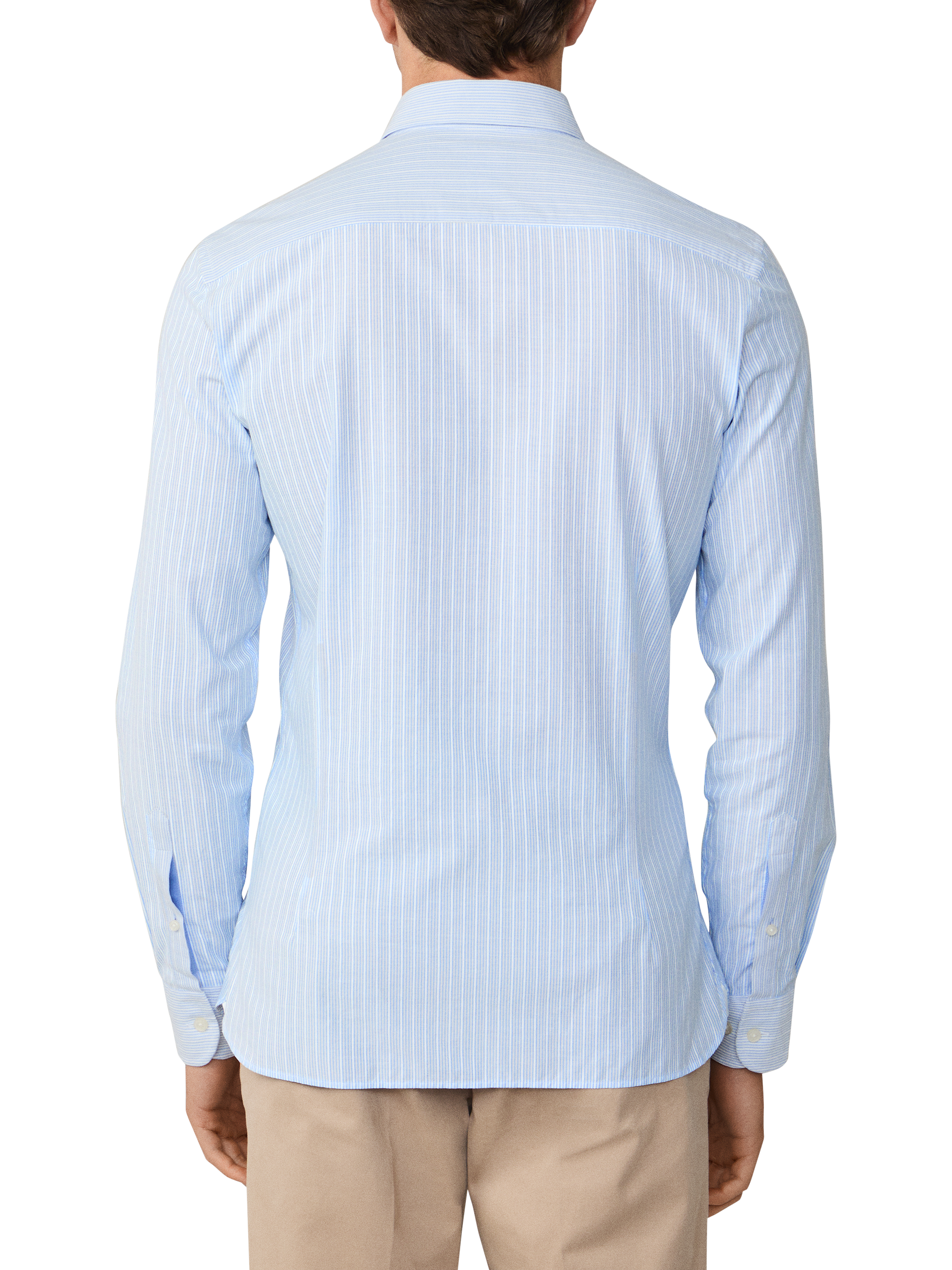 Product image 3 of 6, which shows Hackett London Tailored Fit Striped Shirt, Sky Blue, S