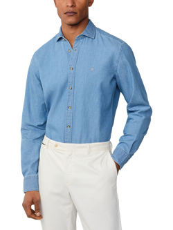 Hackett London Tailored Fit Dobby Shirt, Light Denim Blue, Light Denim Blue