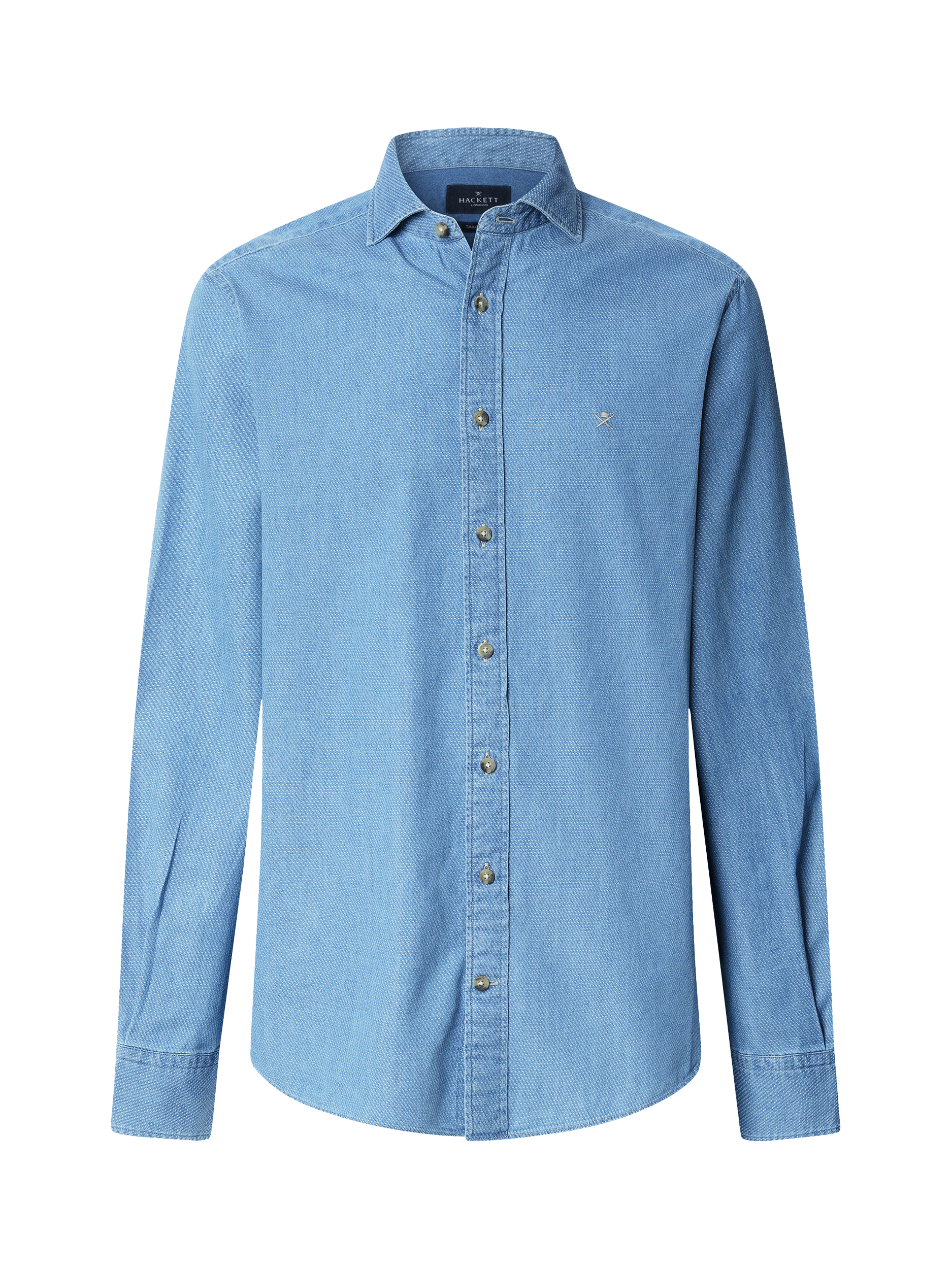 Product image 4 of 6, which shows Hackett London Tailored Fit Dobby Shirt, Light Denim Blue, XXXL