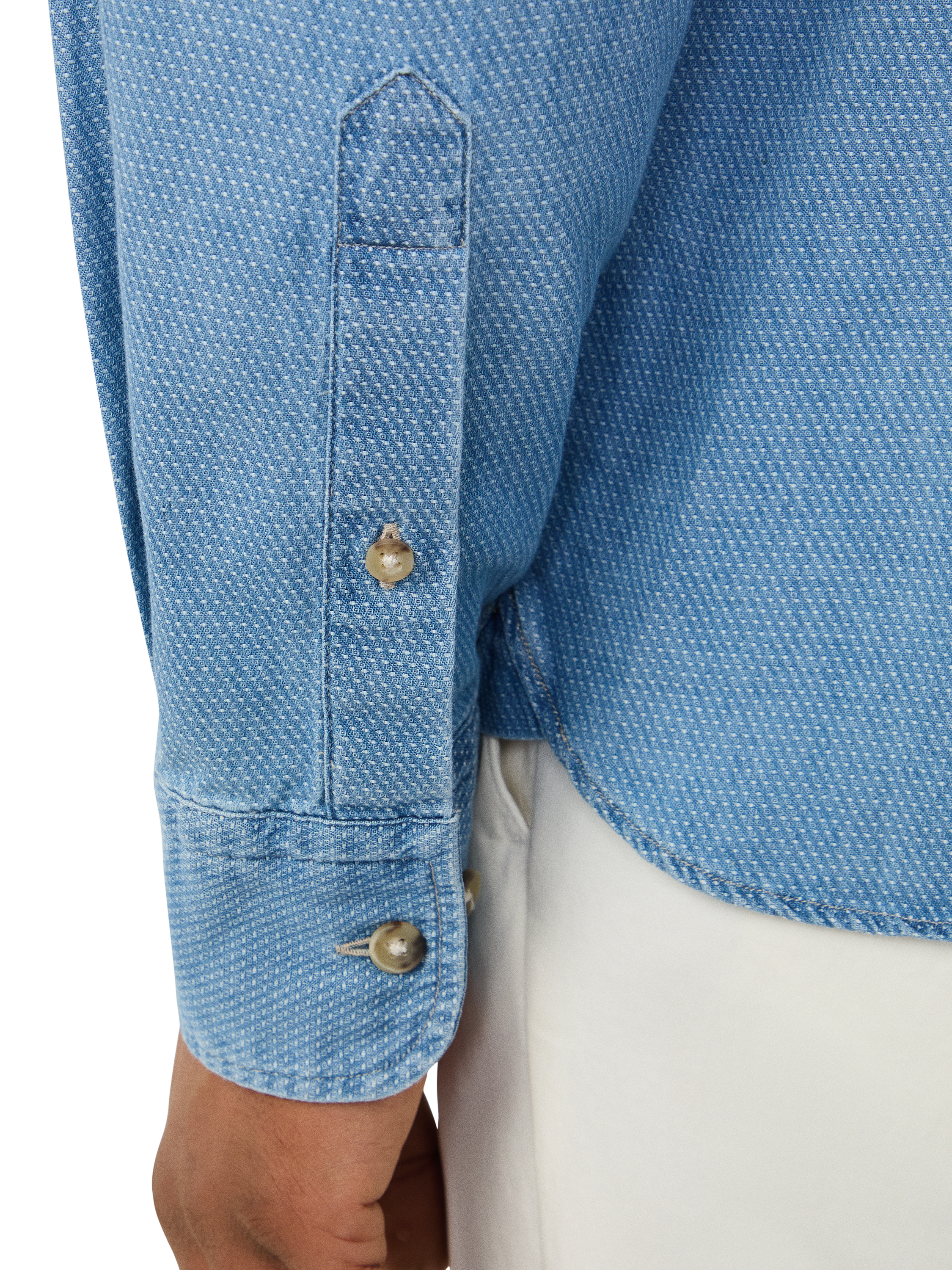 Product image 6 of 6, which shows Hackett London Tailored Fit Dobby Shirt, Light Denim Blue, XXXL