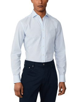 Hackett London Tailored Fit Micro Floral Shirt, Sky Blue, Sky Blue