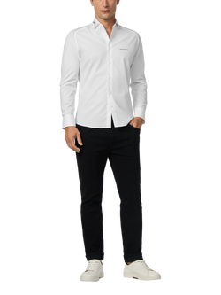 Hackett London Sport Cotton Blend Long Sleeved Shirt, Optic White - view 2, Optic White