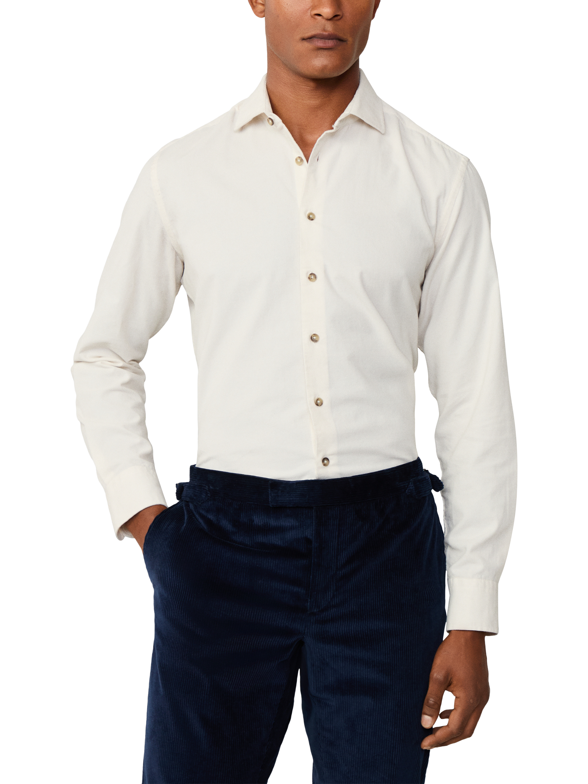 Product image 1 of 8, which shows Hackett London Tailored Fit Textured Shirt, Off White, L