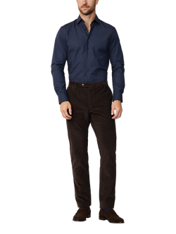 Hackett London Cotton Poplin Long Sleeved Polka Shirt, Midnight Blue - view 2, Midnight Blue