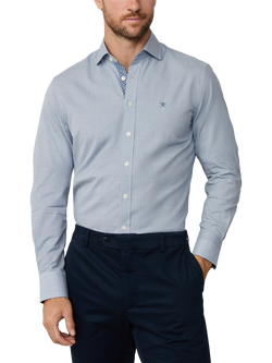 Hackett London Puppytooth Flannel Cotton Shirt, Eton Blue, Eton Blue