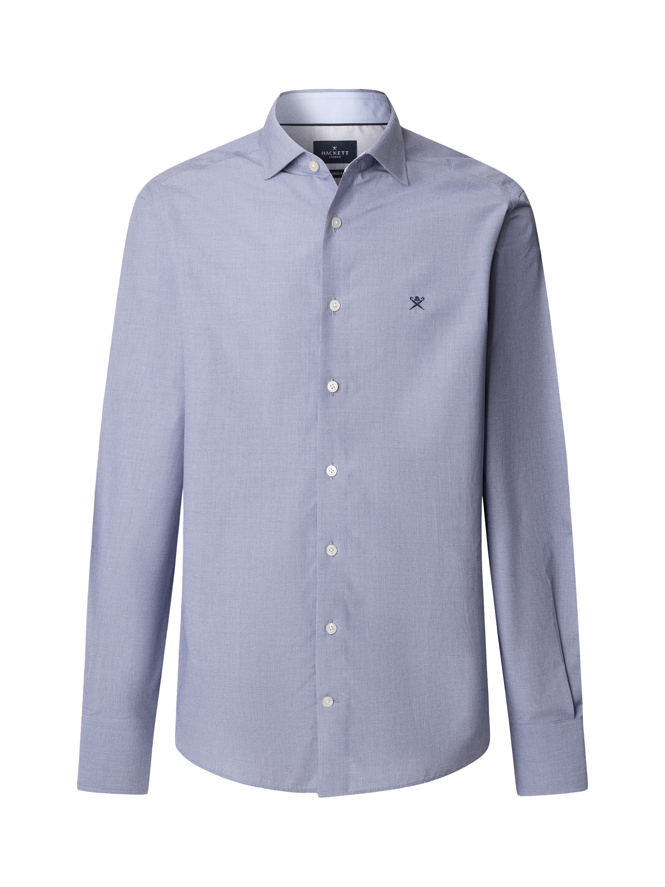 Product image 4 of 8, which shows Hackett London Tailored Fit Patterned Shirt, Midnight Blue, XS