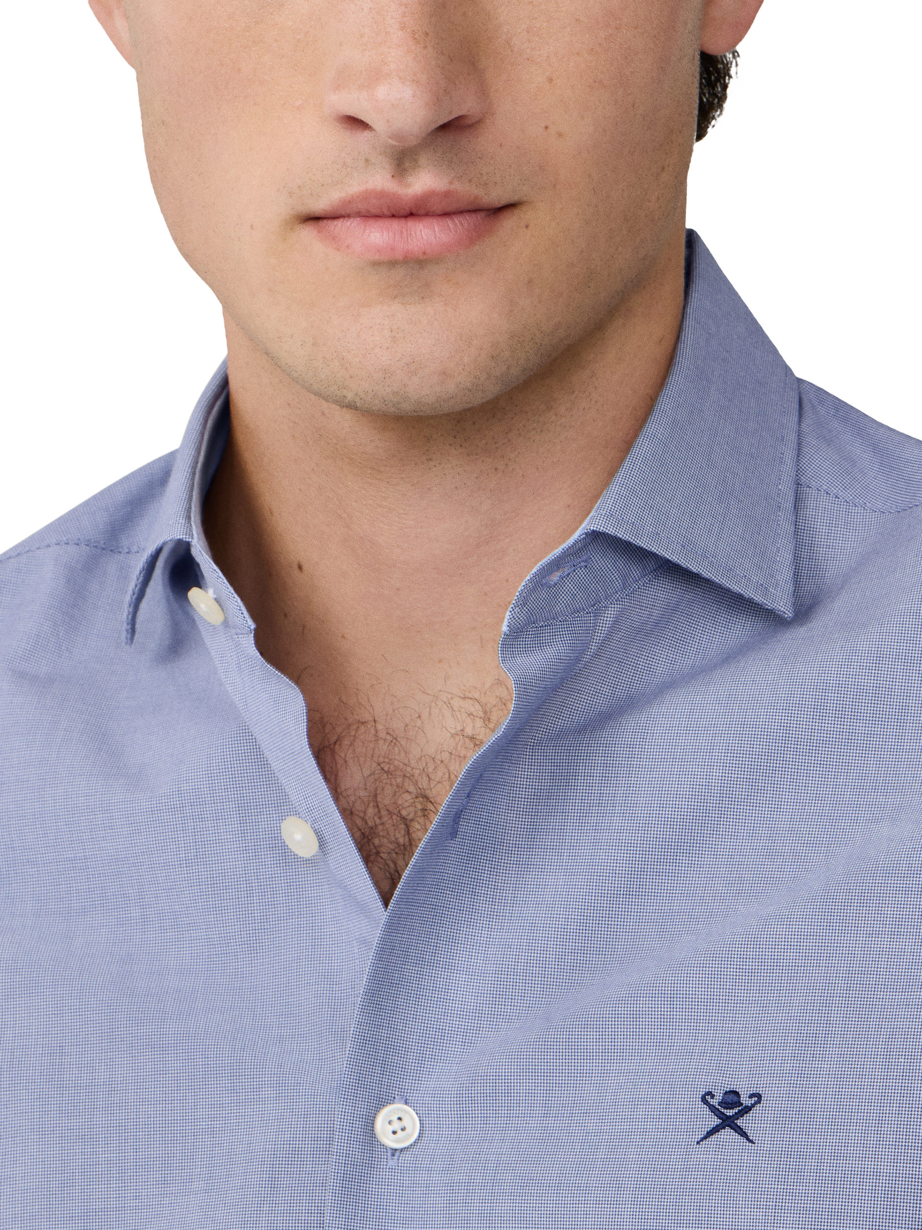 Product image 5 of 8, which shows Hackett London Tailored Fit Patterned Shirt, Midnight Blue, XS