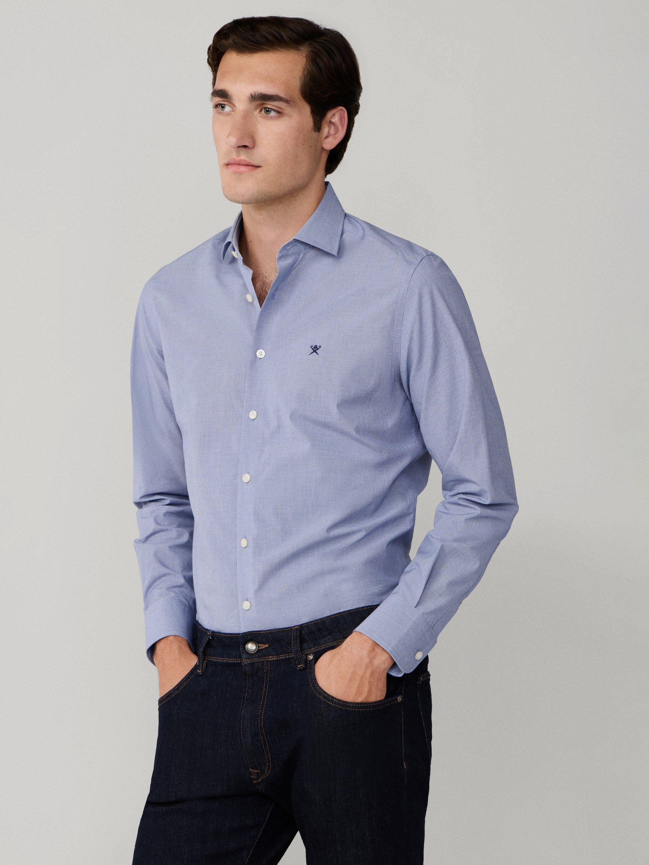 Product image 7 of 8, which shows Hackett London Tailored Fit Patterned Shirt, Midnight Blue, XS