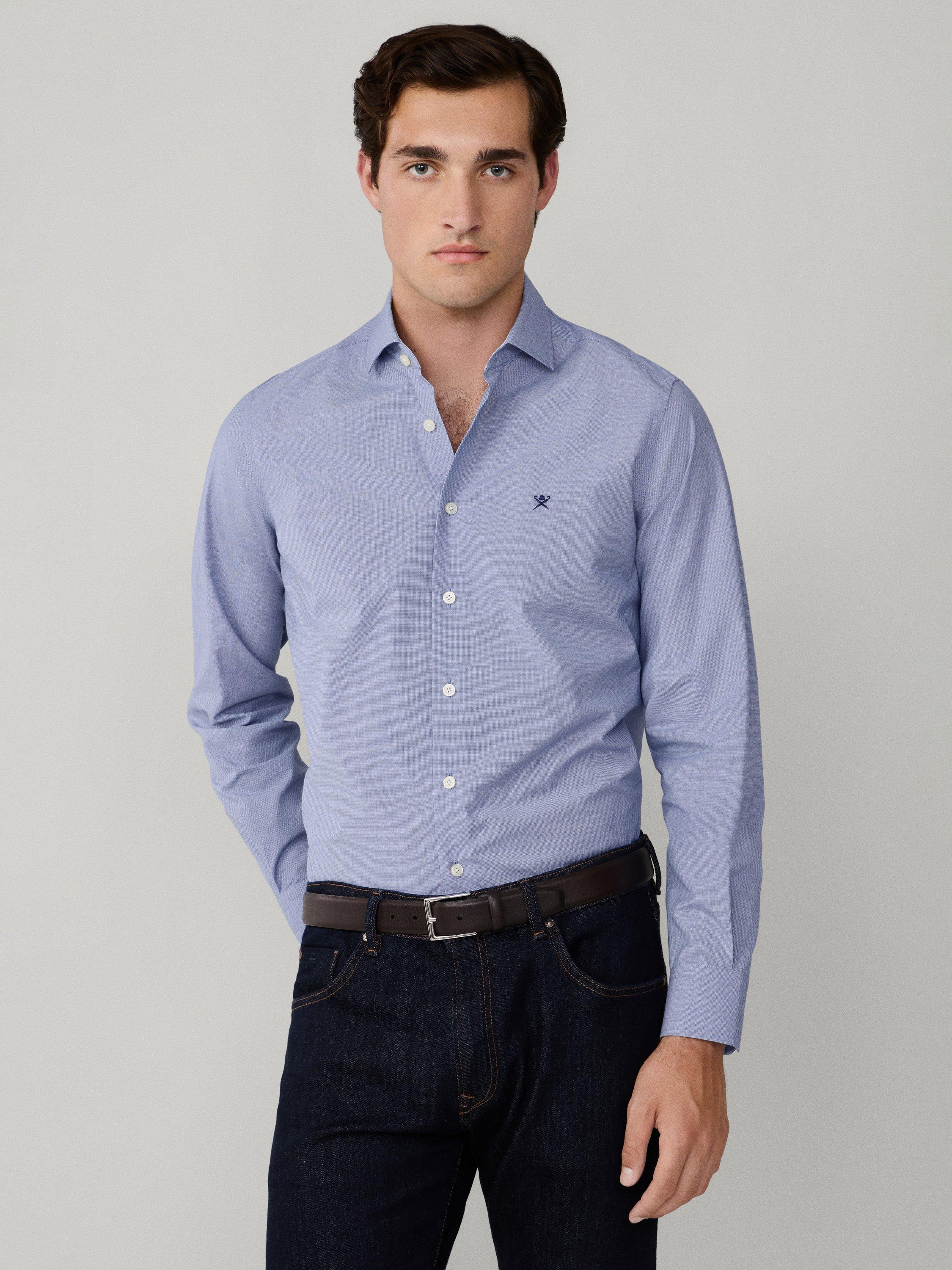 Product image 8 of 8, which shows Hackett London Tailored Fit Patterned Shirt, Midnight Blue, XS