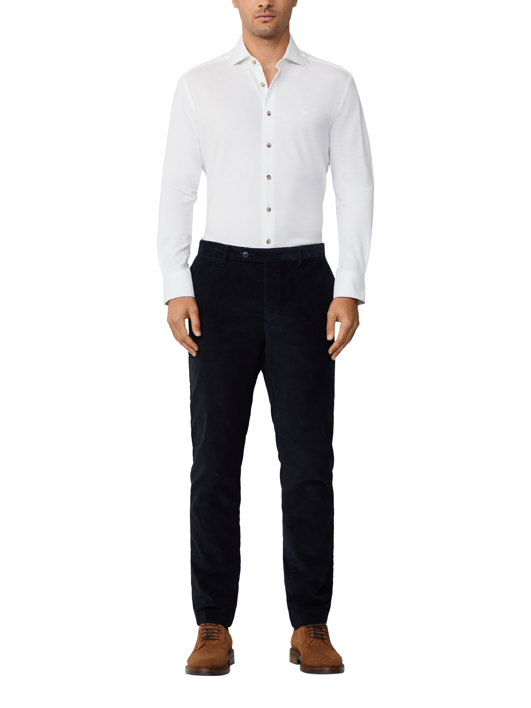 Product image 2 of 8, which shows Hackett London Cotton Tailored Long Sleeved Shirt, Optic White, XXL