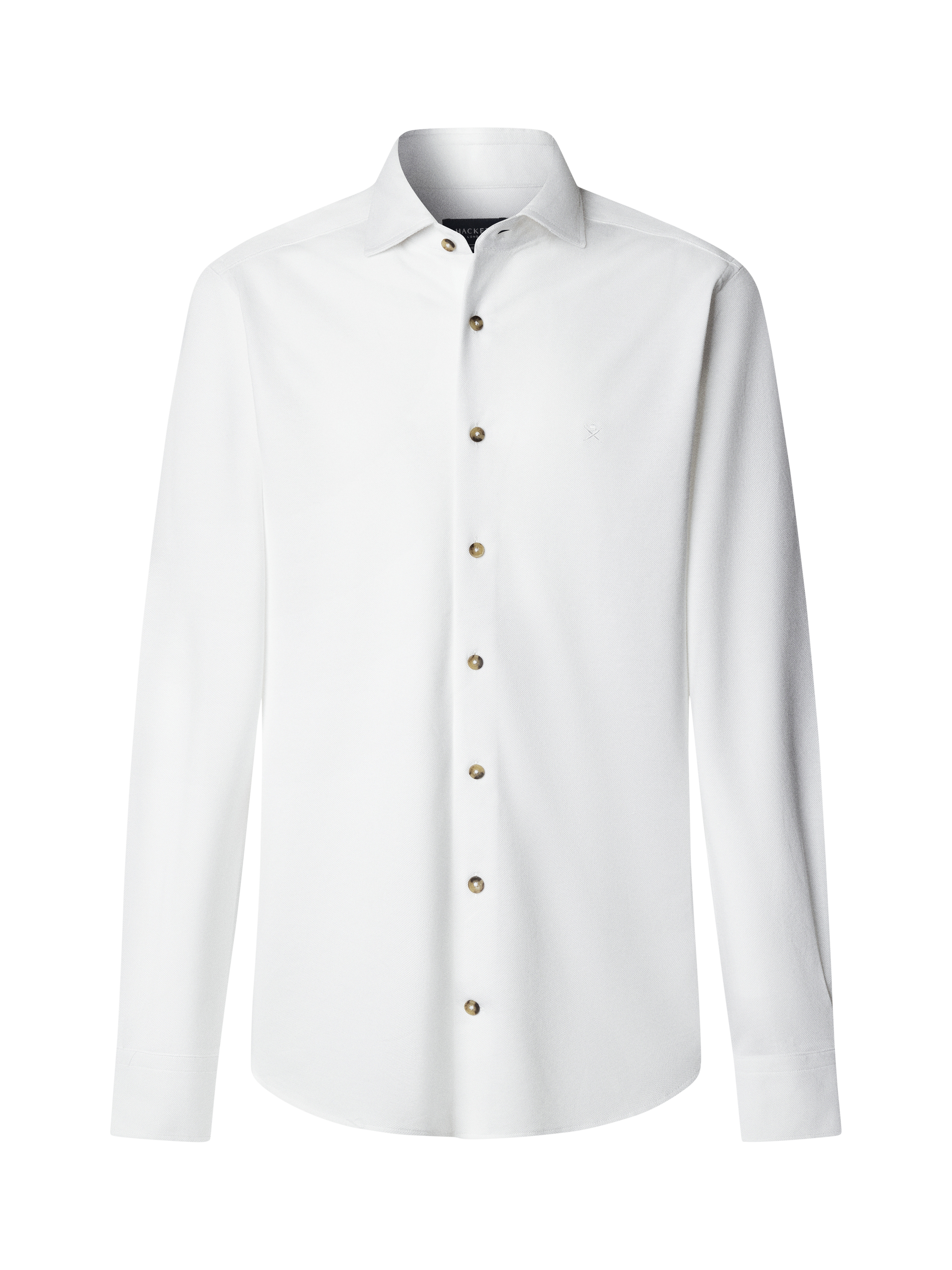 Product image 4 of 8, which shows Hackett London Cotton Tailored Long Sleeved Shirt, Optic White, XXL