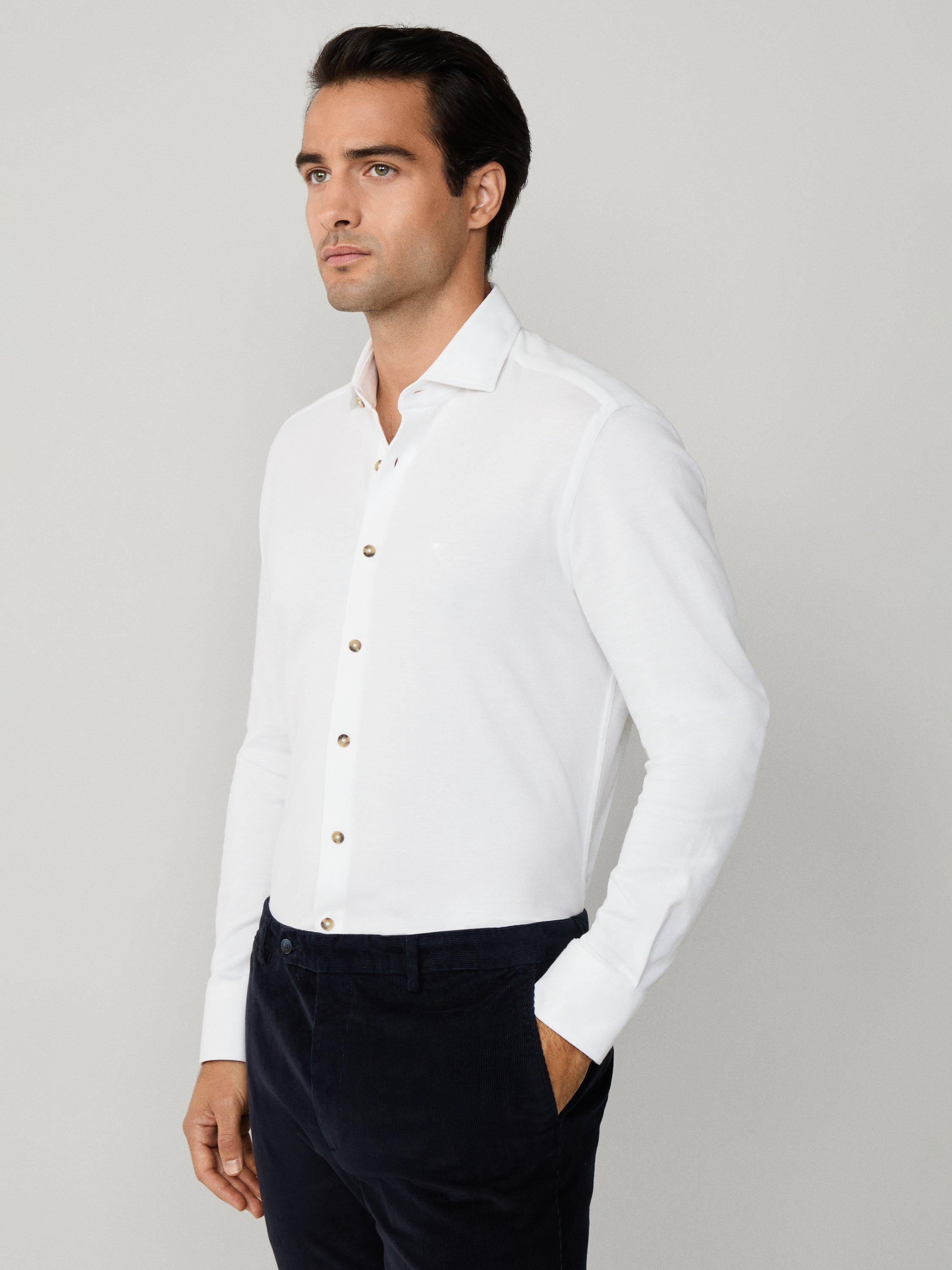 Product image 7 of 8, which shows Hackett London Cotton Tailored Long Sleeved Shirt, Optic White, XXL