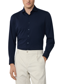 Hackett London Cotton Tailored Long Sleeved Shirt, Ink Blue