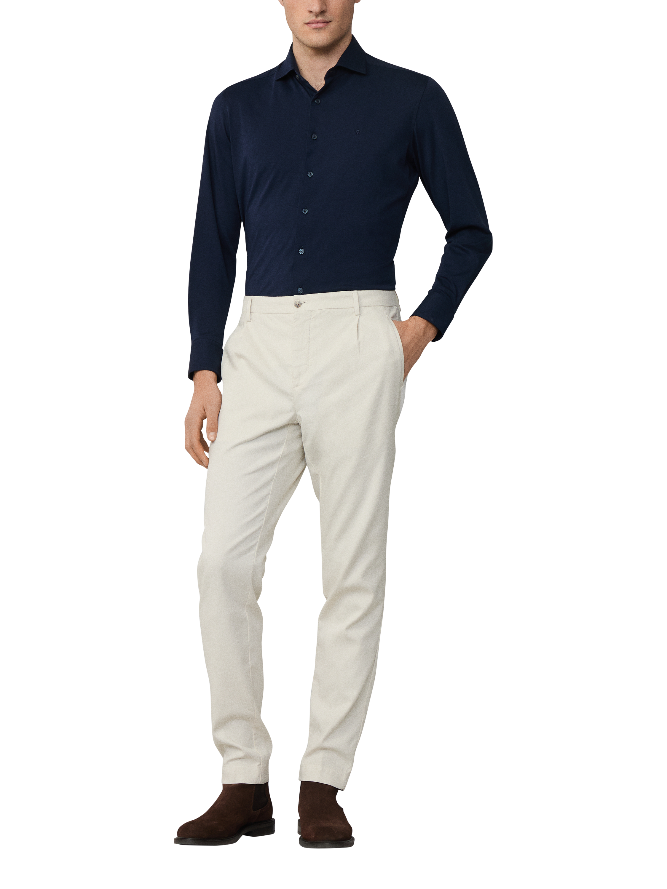 Product image 2 of 6, which shows Hackett London Cotton Tailored Long Sleeved Shirt, Ink Blue, XXL