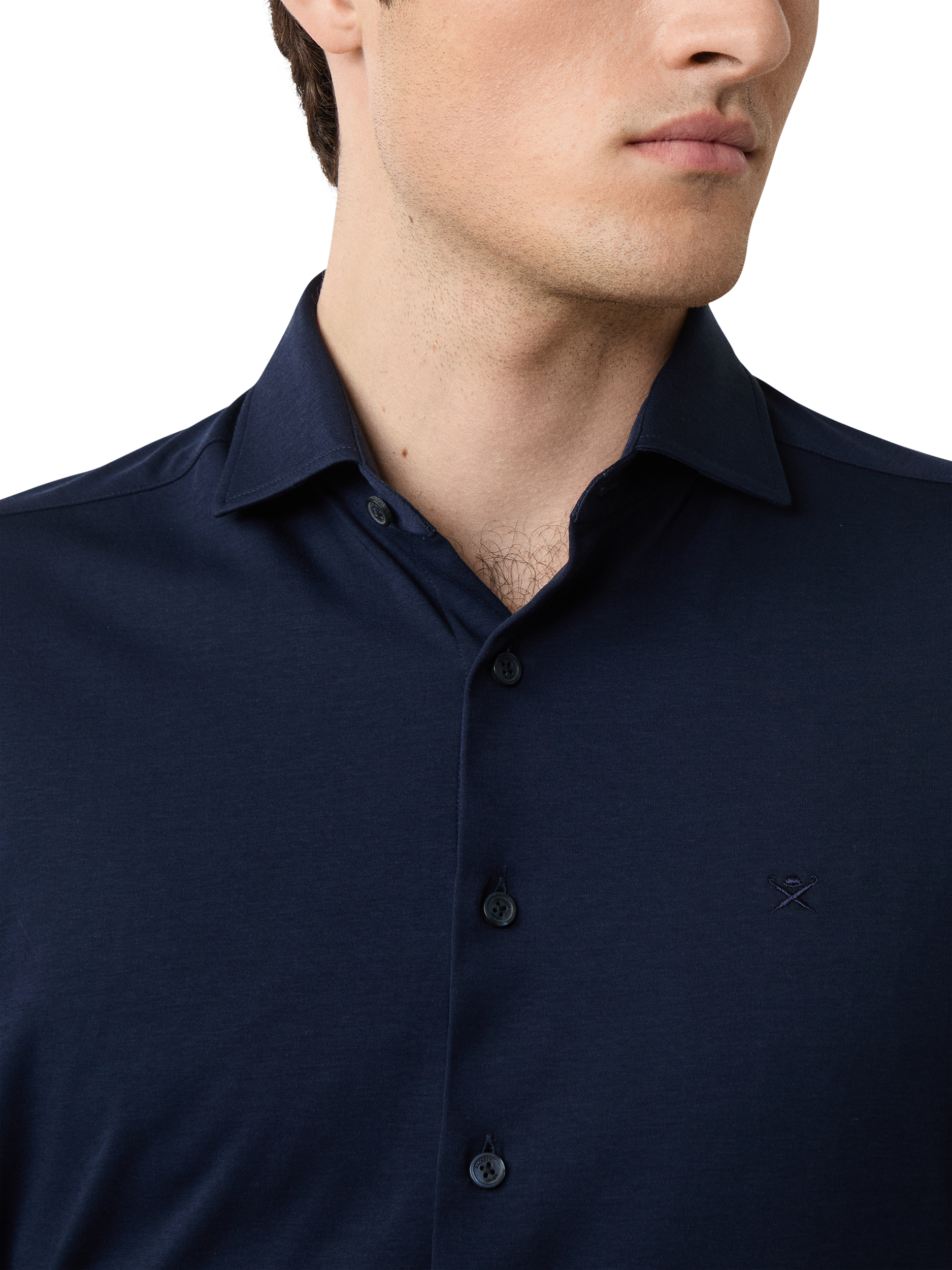 Product image 5 of 6, which shows Hackett London Cotton Tailored Long Sleeved Shirt, Ink Blue, XXL