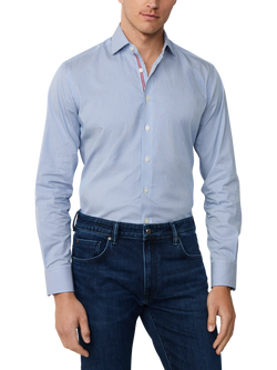 Hackett London Cotton Tailored Long Sleeved Shirt, Blue Print, Blue Print