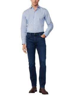 Hackett London Cotton Tailored Long Sleeved Shirt, Blue Print - view 2, Blue Print