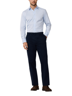 Hackett London Cotton Blend Tailored Long Sleeved Checked Shirt, Sky Blue - view 2, Sky Blue