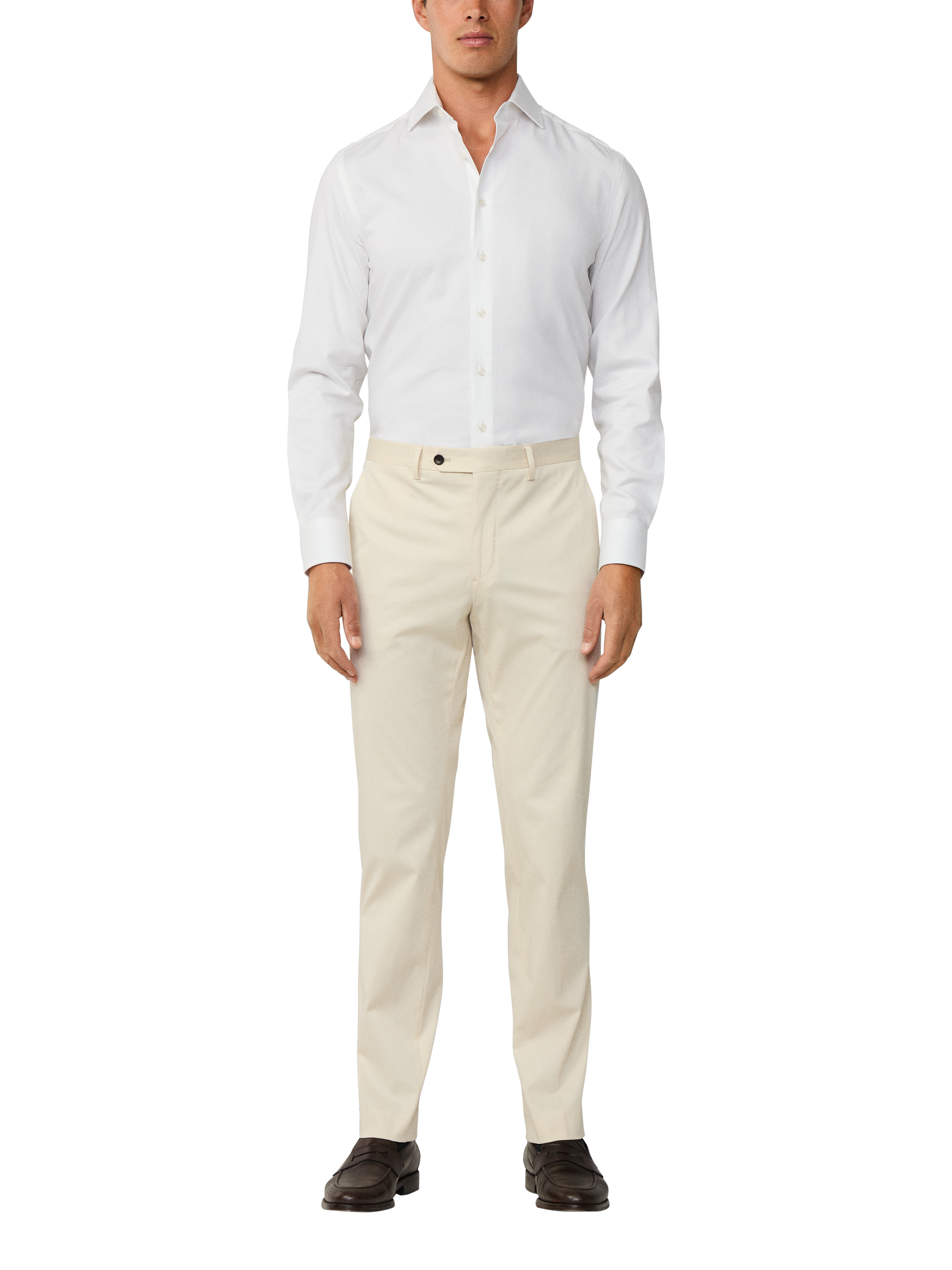 Product image 2 of 8, which shows Hackett London Cotton Herringbone Tailored Long Sleeve Collar Shirt, Optic White, XXL