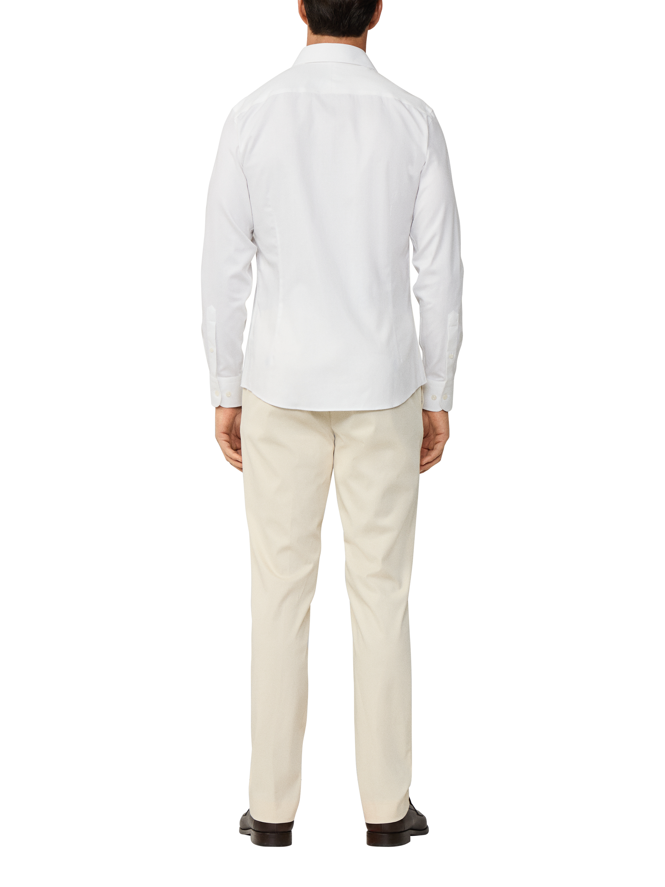 Product image 3 of 8, which shows Hackett London Cotton Herringbone Tailored Long Sleeve Collar Shirt, Optic White, XXL