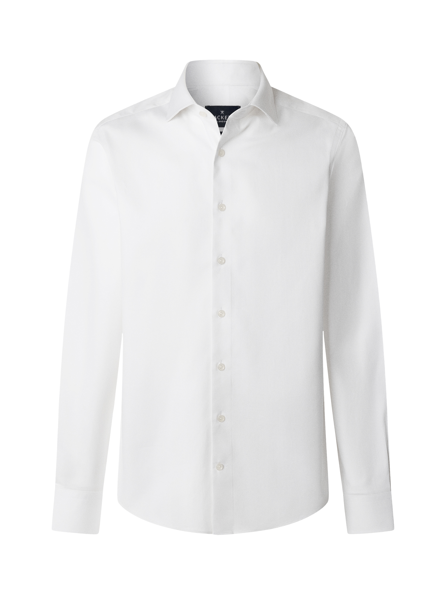 Product image 4 of 8, which shows Hackett London Cotton Herringbone Tailored Long Sleeve Collar Shirt, Optic White, XXL