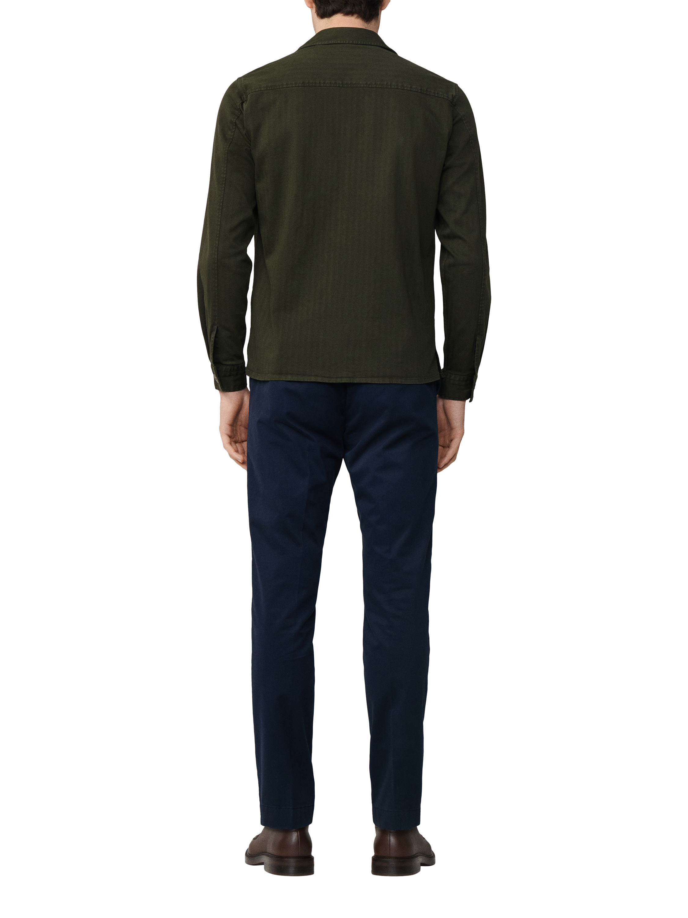 Product image 3 of 7, which shows Hackett London Cotton Blend Long Sleeve Collar Shirt, Hunter Green, XS