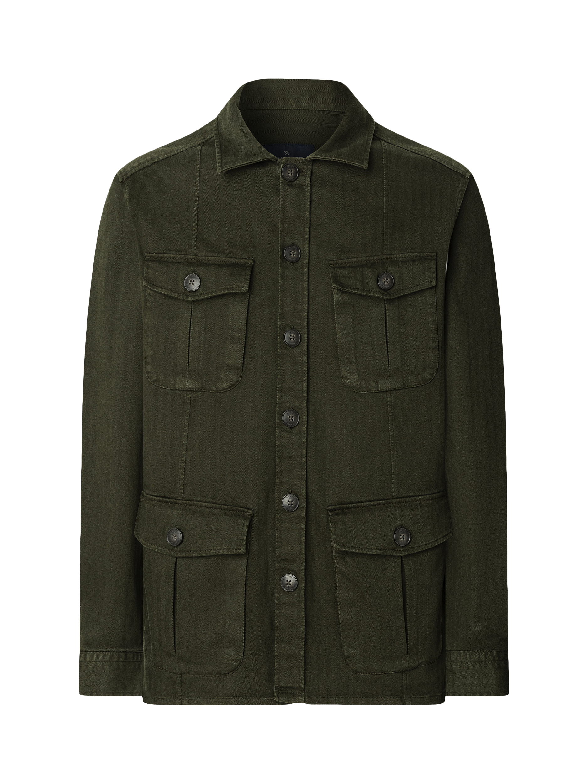 Product image 4 of 7, which shows Hackett London Cotton Blend Long Sleeve Collar Shirt, Hunter Green, XS