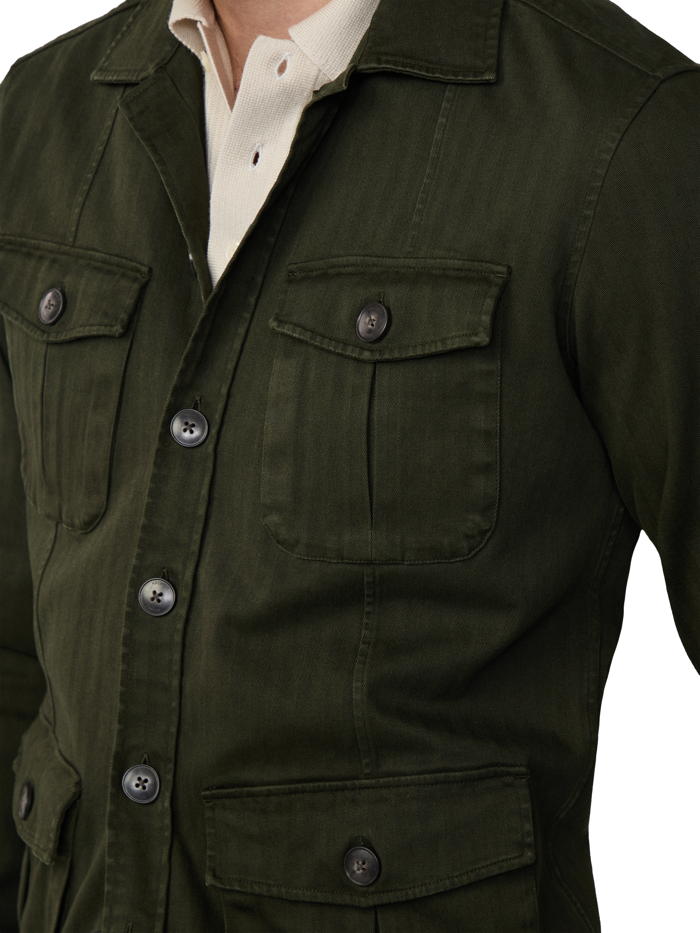Product image 5 of 7, which shows Hackett London Cotton Blend Long Sleeve Collar Shirt, Hunter Green, XS