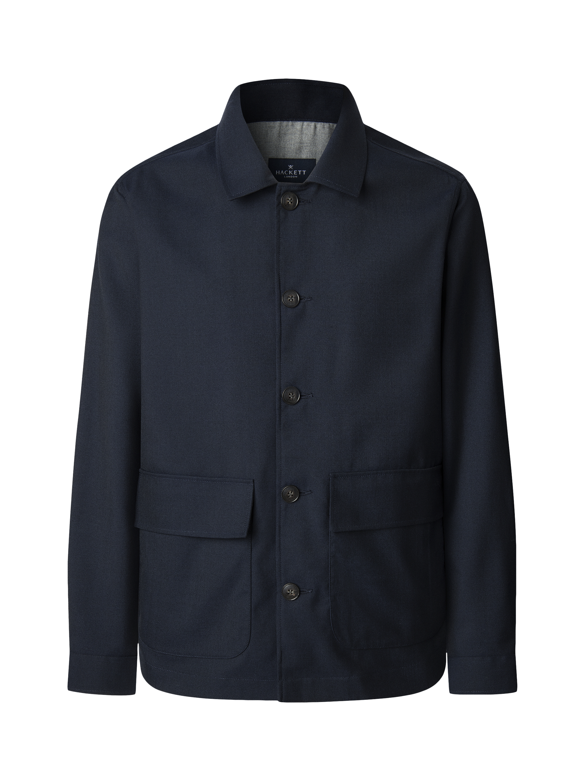 Product image 4 of 6, which shows Hackett London Cotton Blend Long Sleeve Collar Shirt, Navy, XS