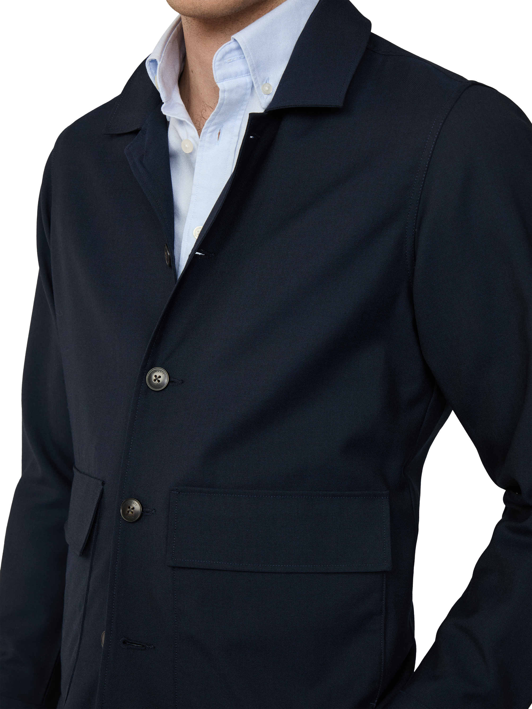 Product image 5 of 6, which shows Hackett London Cotton Blend Long Sleeve Collar Shirt, Navy, XS