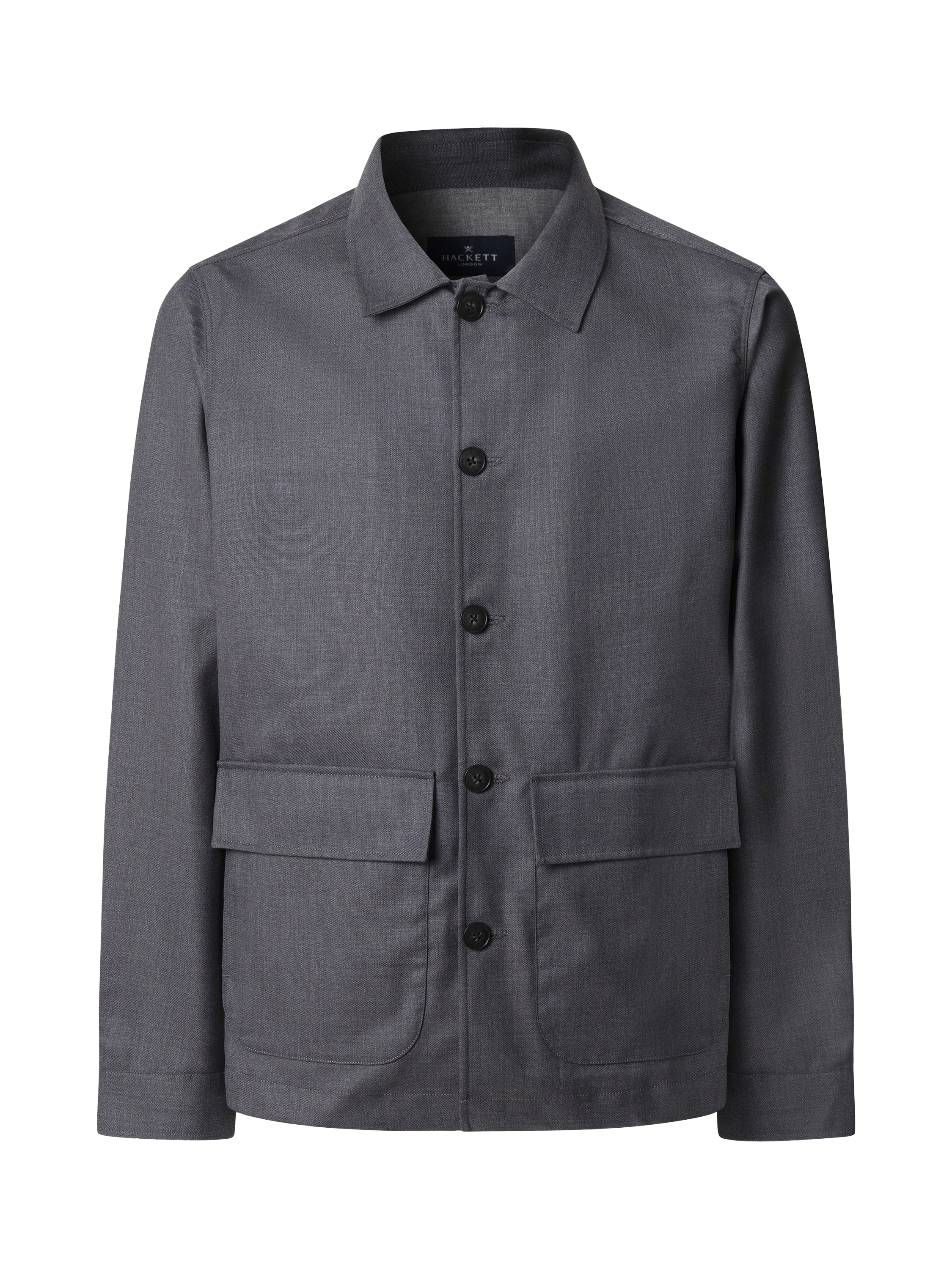 Product image 4 of 8, which shows Hackett London Cotton Blend Long Sleeve Collar Shirt, Dark Grey, XS