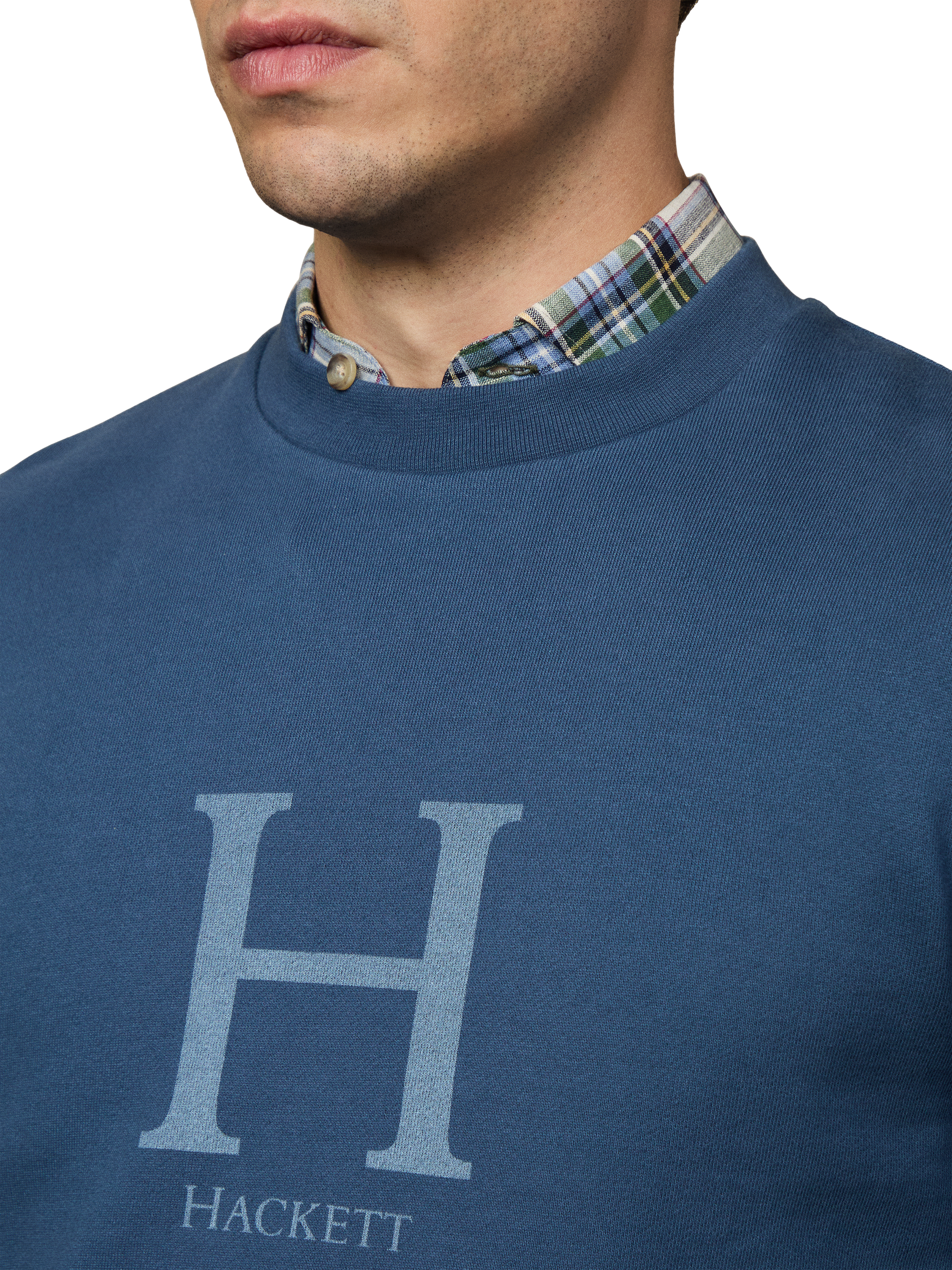 Product image 5 of 6, which shows Hackett London Cotton Logo Crew Neck Sweatshirt, Dark Denim Blue, XXL