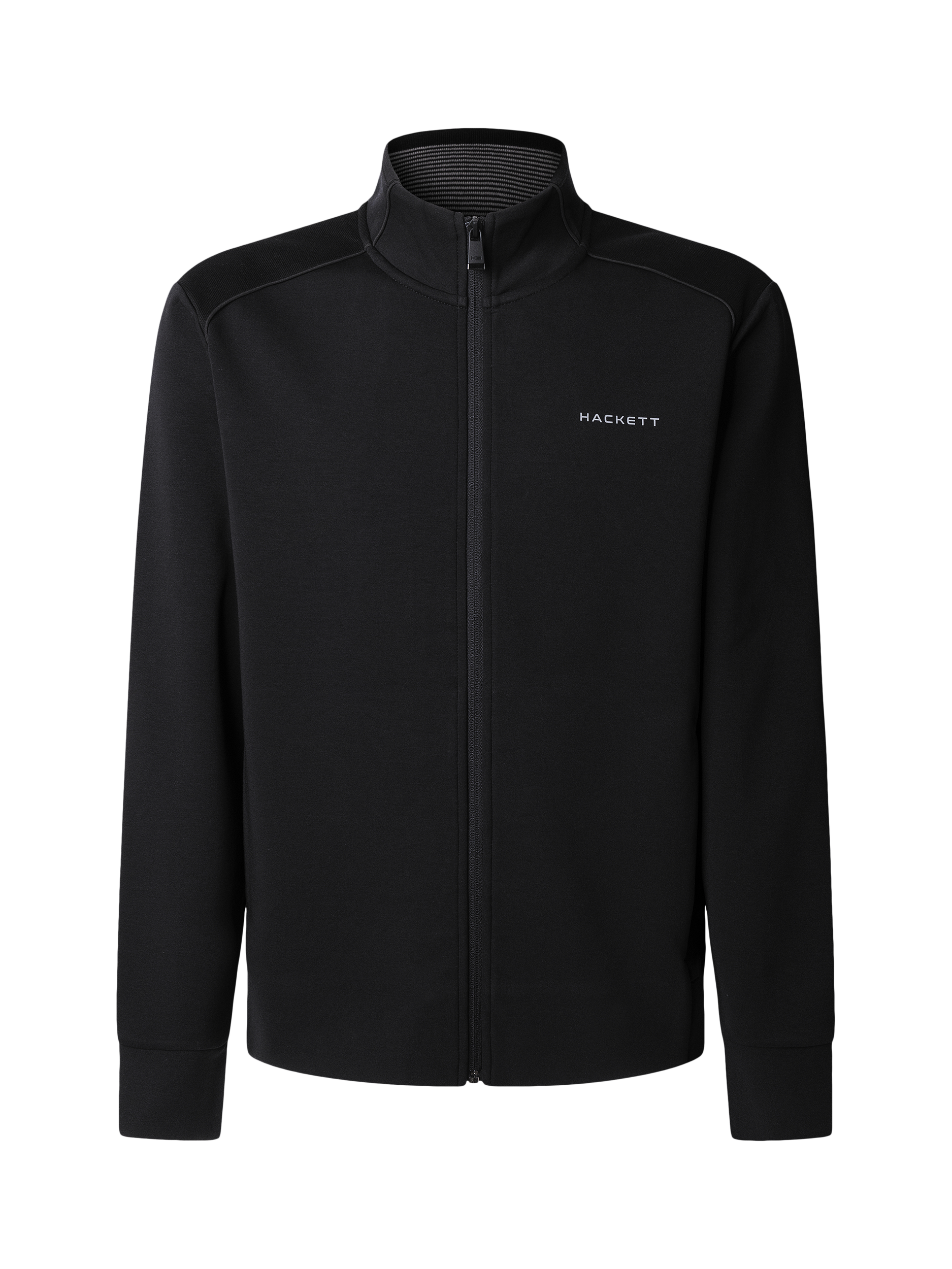 Product image 4 of 6, which shows Hackett London Cotton Blend Zip Neck Tracksuit Top, Black, XXL