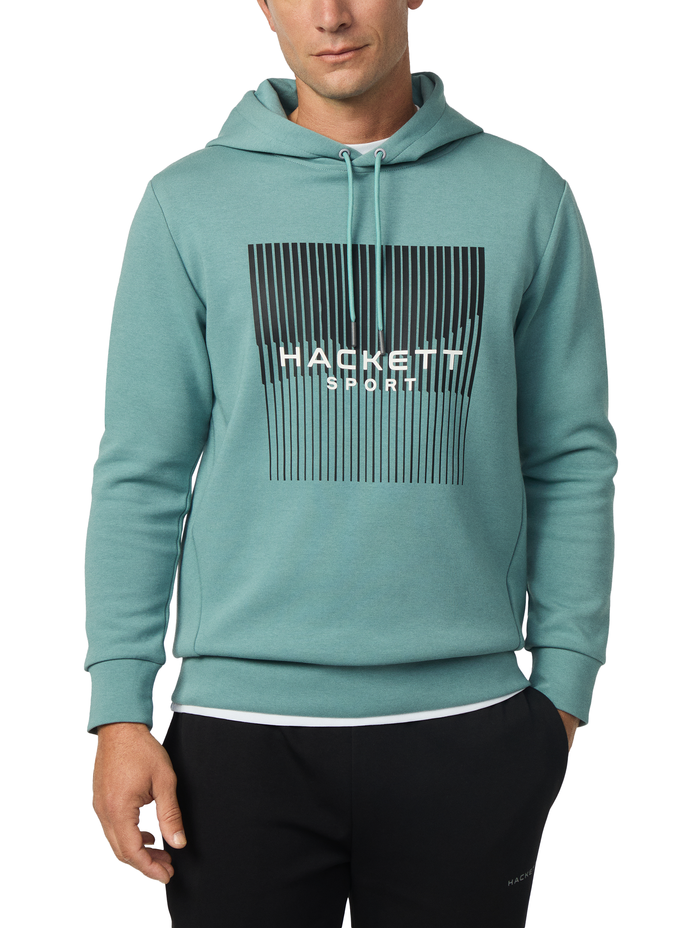 Product image 1 of 6, which shows Hackett London Cotton Blend Graphic Hoodie, Mint Green, XXXL