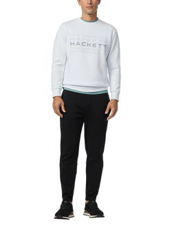 Hackett London Cotton Blend Logo Crew Neck Sweatshirt - view 2, Optic White