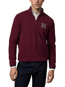 Hackett London Zip Neck Sweatshirt, Burgundy Red
