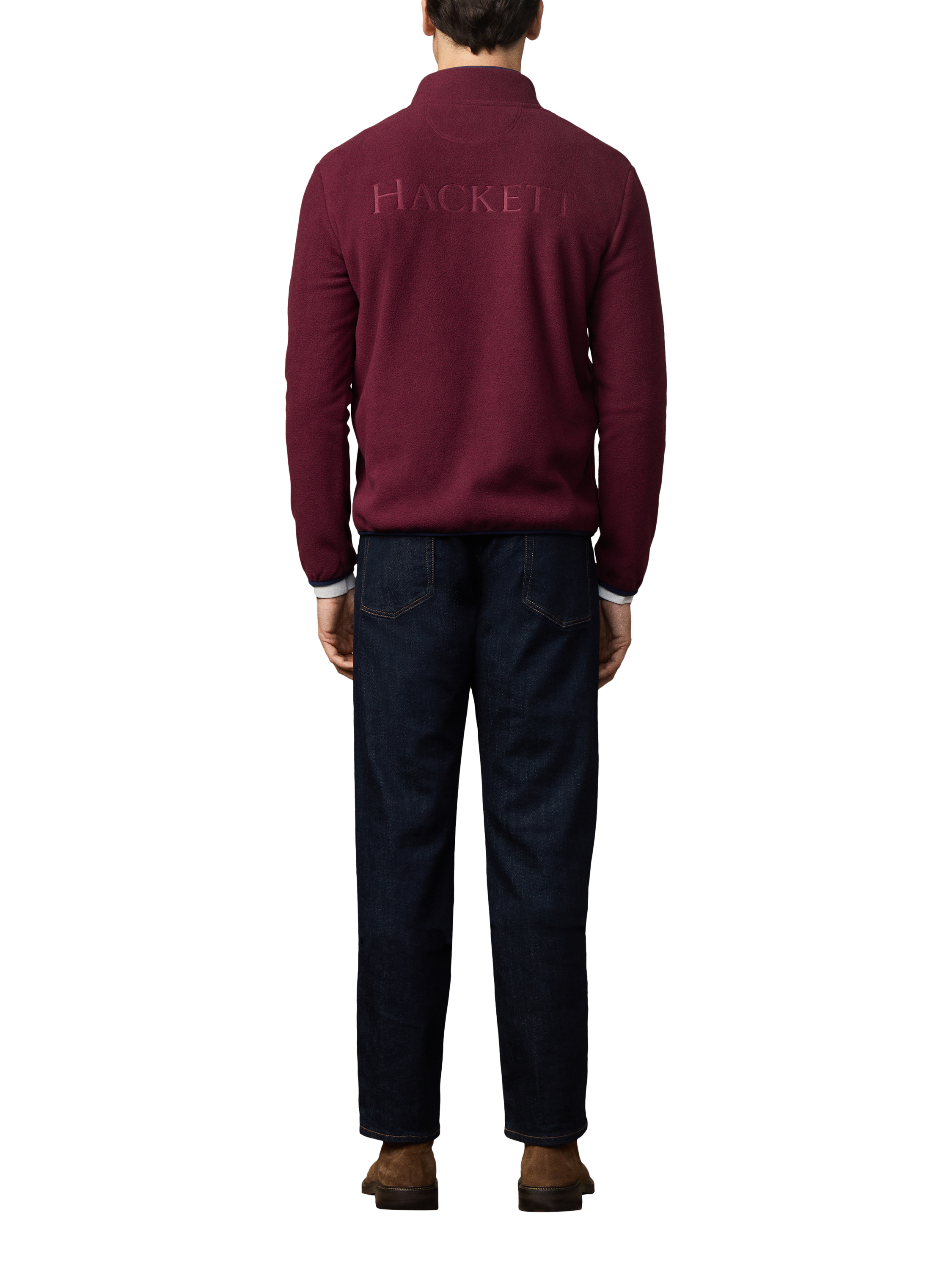 Product image 3 of 6, which shows Hackett London Zip Neck Sweatshirt, Burgundy Red, L