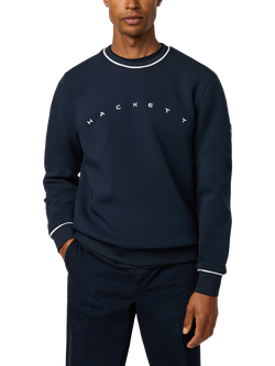 Hackett London Cotton Blend Crew Neck Sweatshirt, Navy