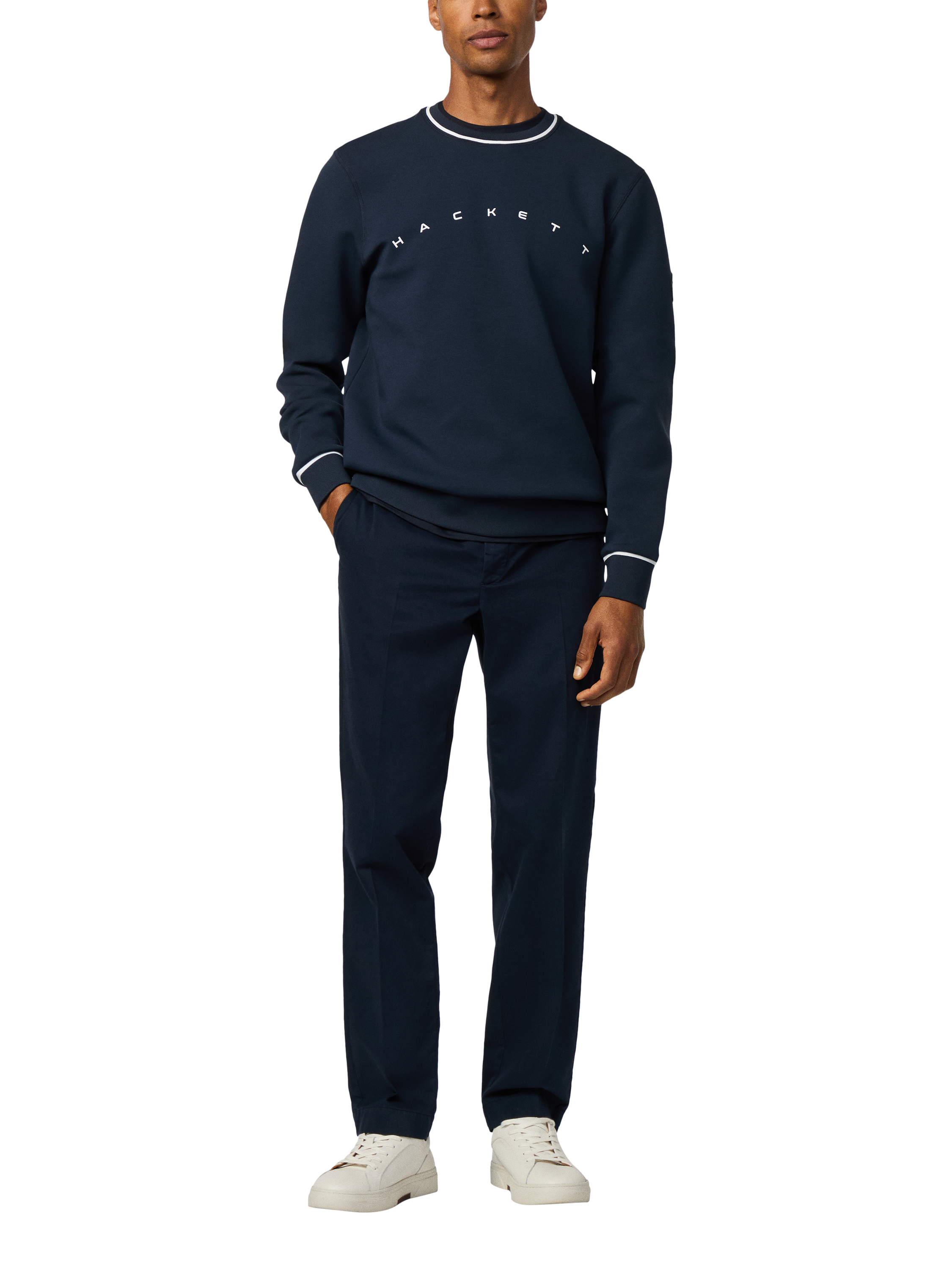 Product image 2 of 7, which shows Hackett London Cotton Blend Crew Neck Sweatshirt, Navy, XXL