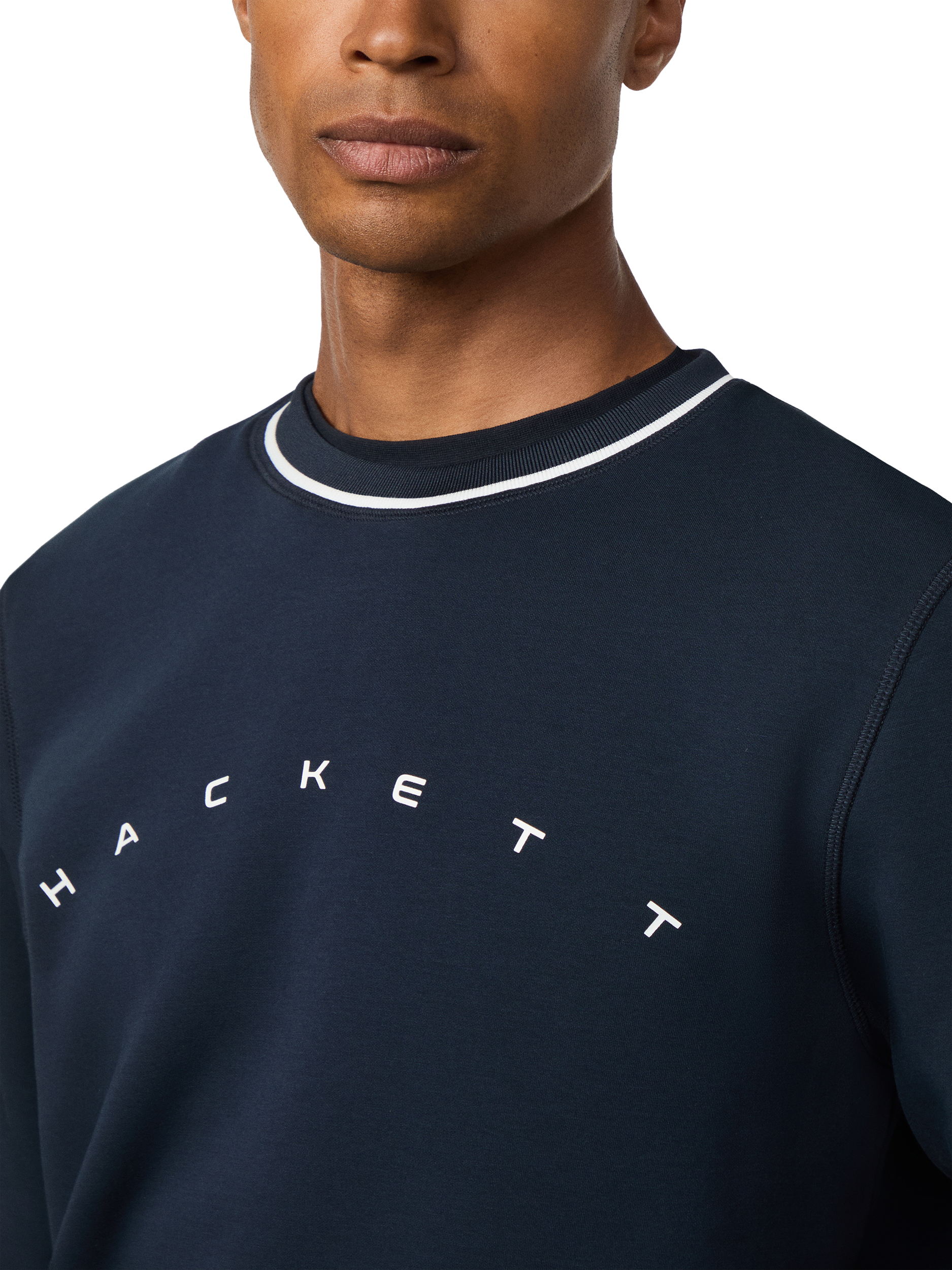 Product image 5 of 7, which shows Hackett London Cotton Blend Crew Neck Sweatshirt, Navy, XXL