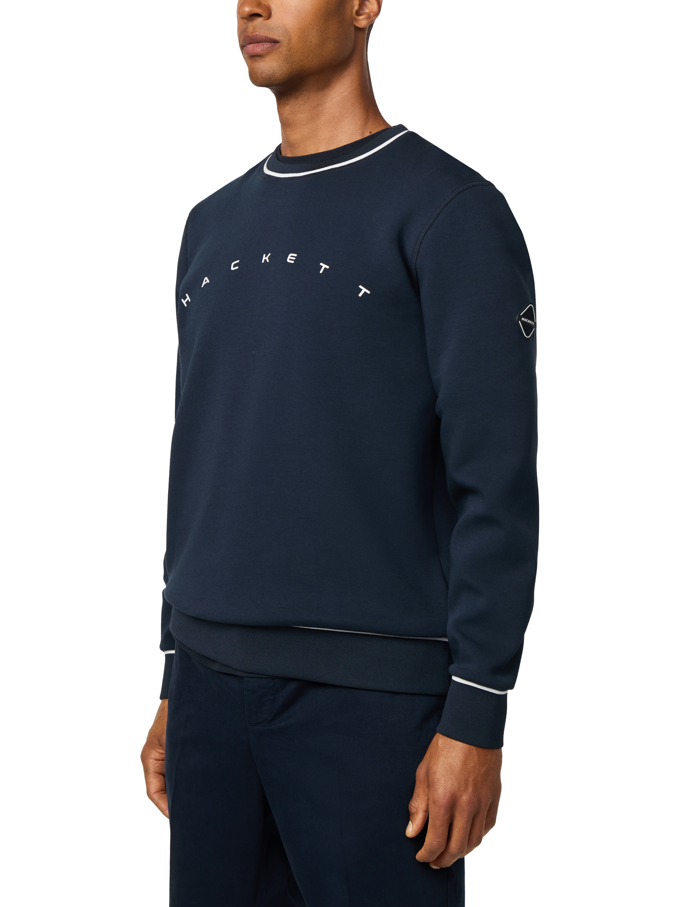 Product image 6 of 7, which shows Hackett London Cotton Blend Crew Neck Sweatshirt, Navy, XXL