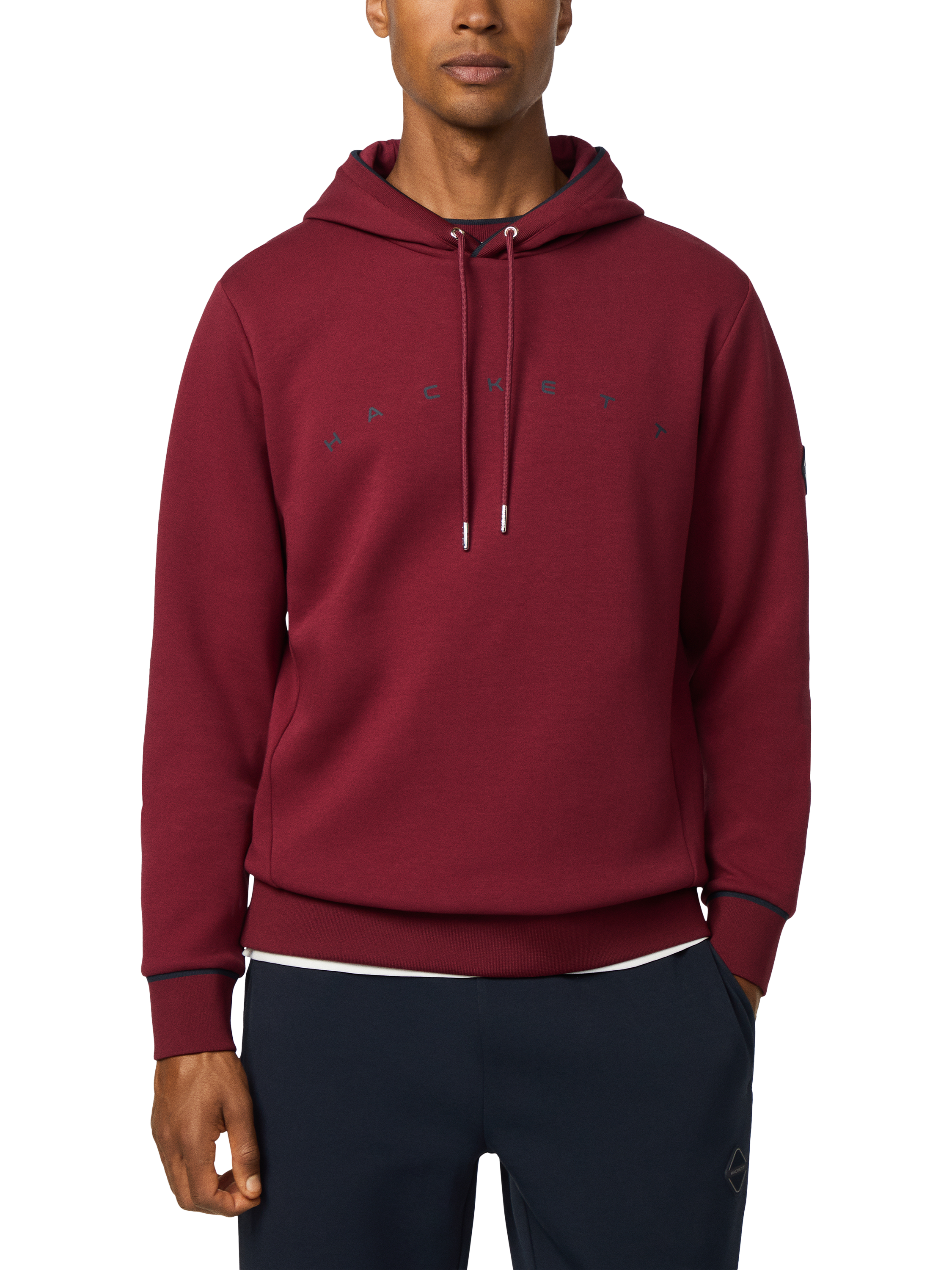 Product image 1 of 7, which shows Hackett London Cotton Blend Hoodie, Dark Red, L