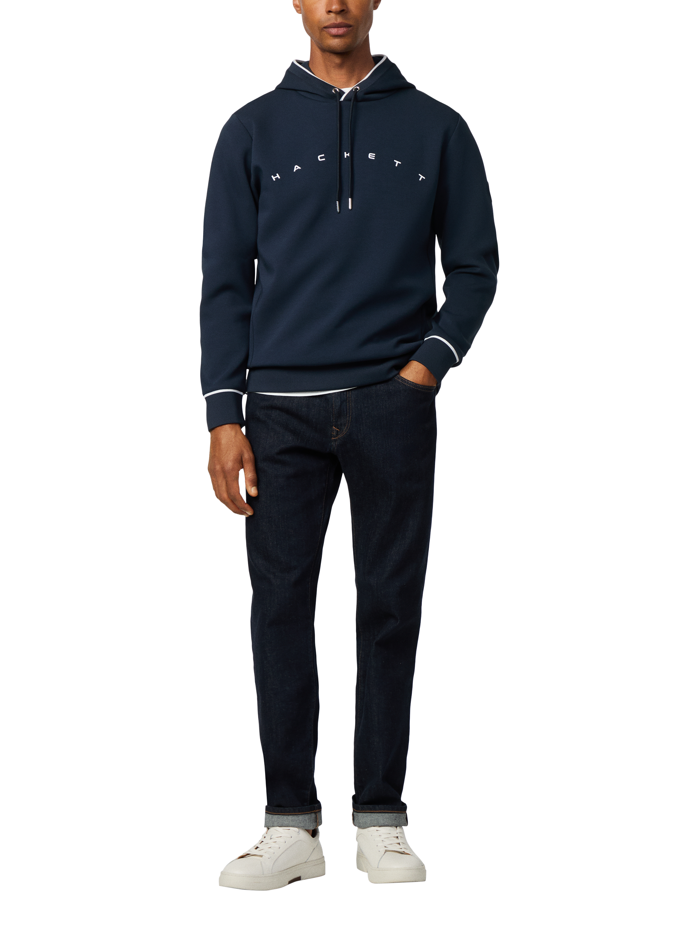 Product image 2 of 7, which shows Hackett London Cotton Blend Logo Hoodie, Navy, L