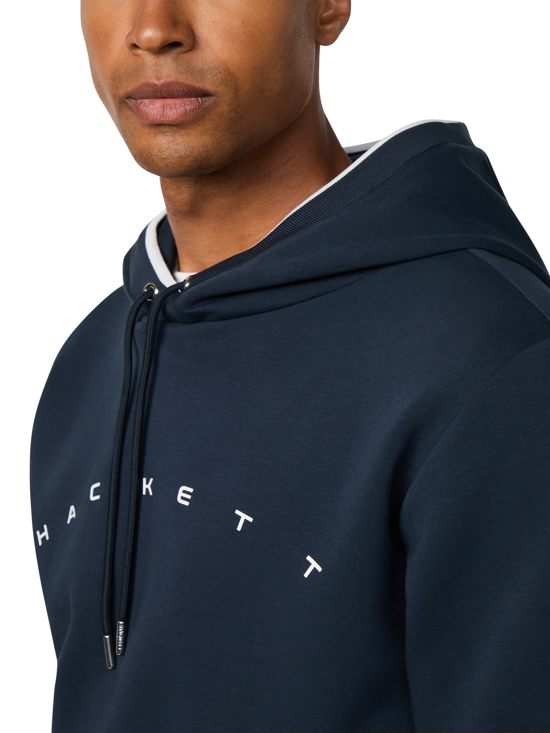 Product image 5 of 7, which shows Hackett London Cotton Blend Logo Hoodie, Navy, L