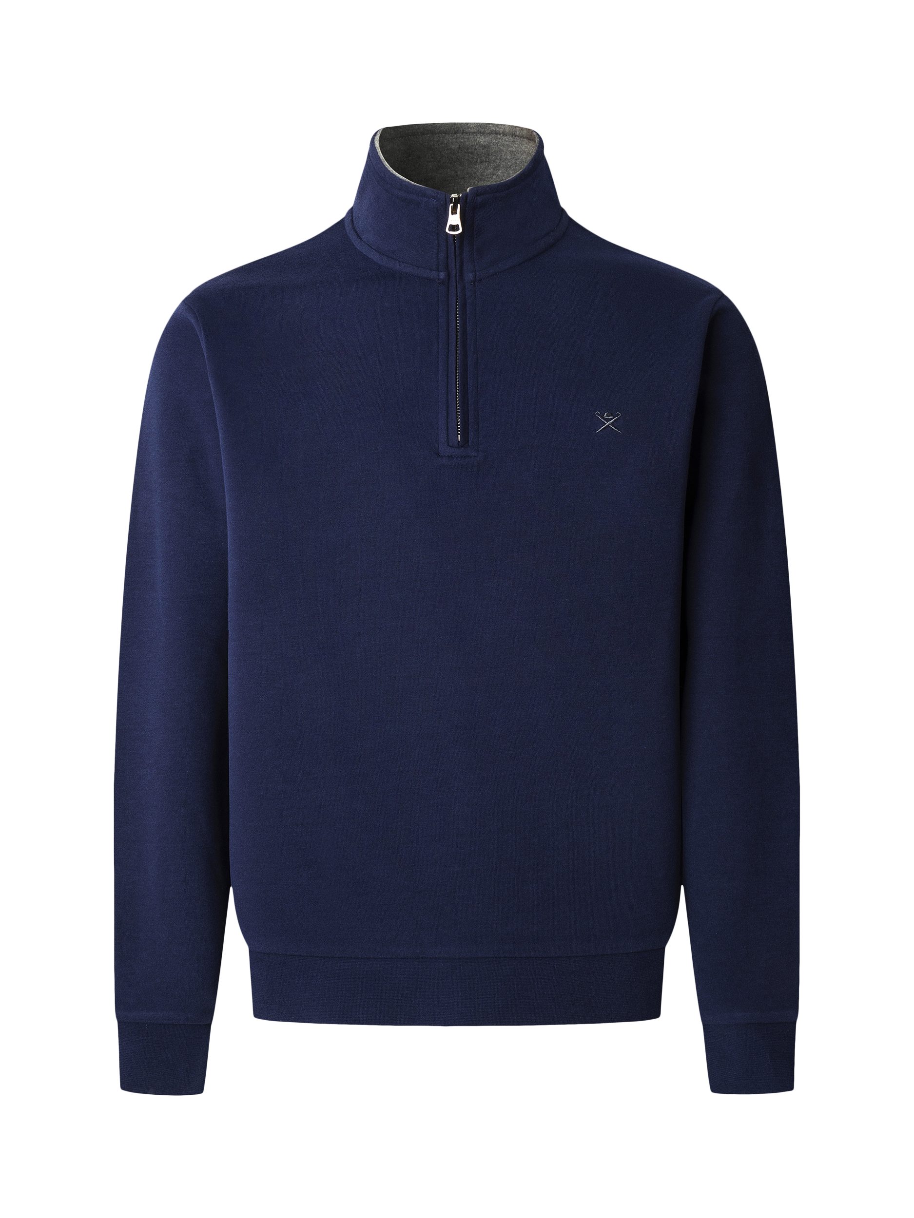 Product image 4 of 7, which shows Hackett London Cotton Blend Zip Neck Sweatshirt, Ink Blue, XXL