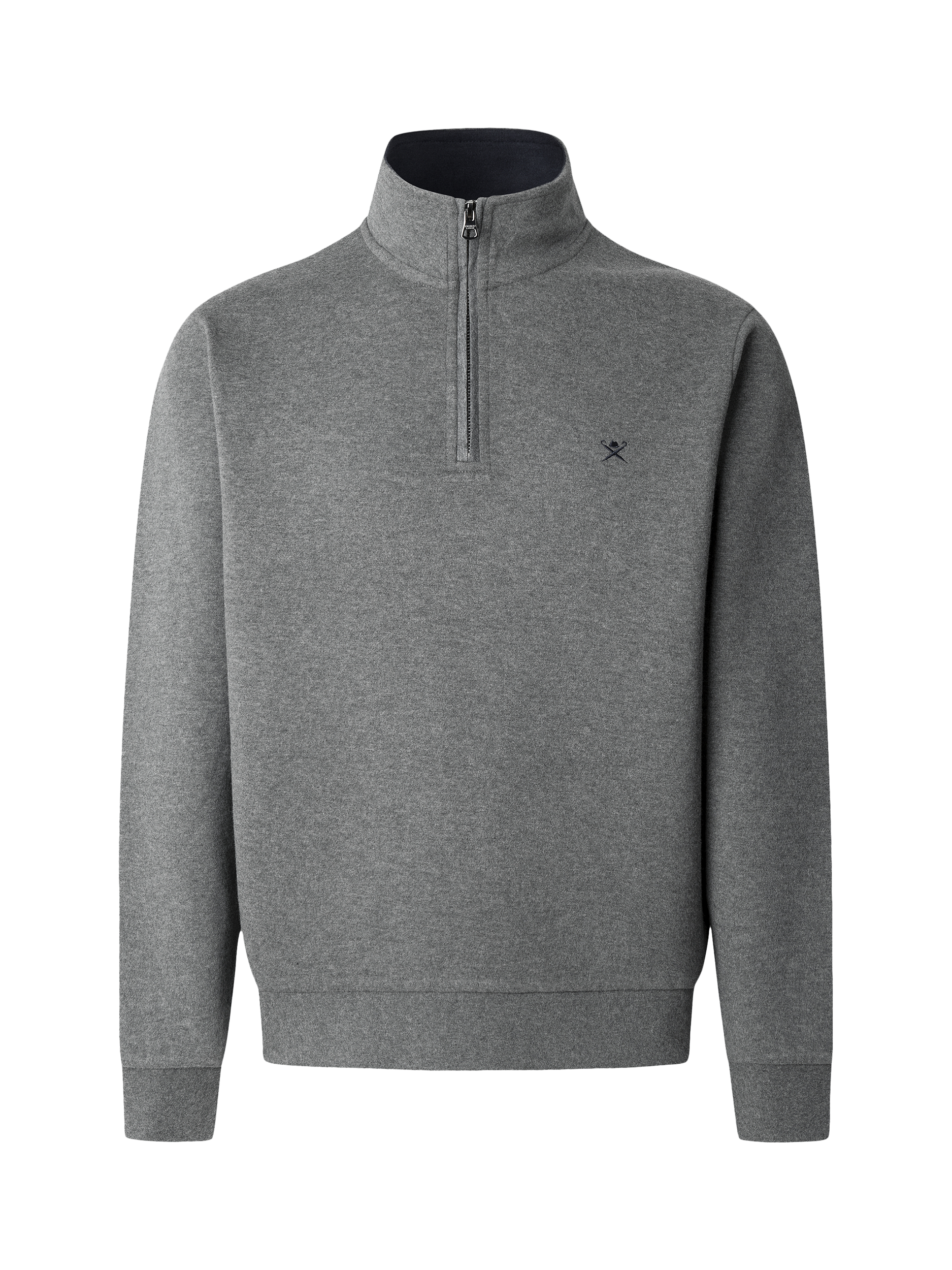 Product image 4 of 7, which shows Hackett London Cotton Blend Zip Neck Sweatshirt, Dark Grey Marl, XXL